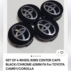 4 Pack Of Toyota Wheel Center Caps Black and Silver
